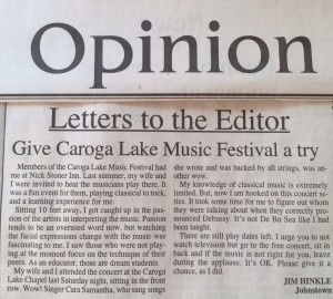 Thanks to Jim Hinkle for a lovely letter to the editor!